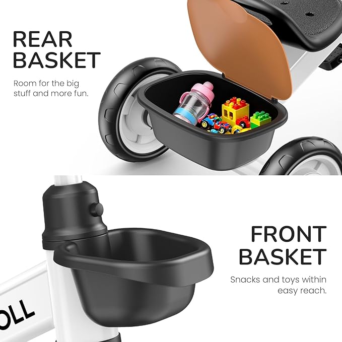 Umatoll Tricycle for Toddlers 2-5 Year Old, Ajustable Toddler Bike Outdoor Toys, Birthday Gift for Boy Girl Age 2-4, Trike with Light up Wheels