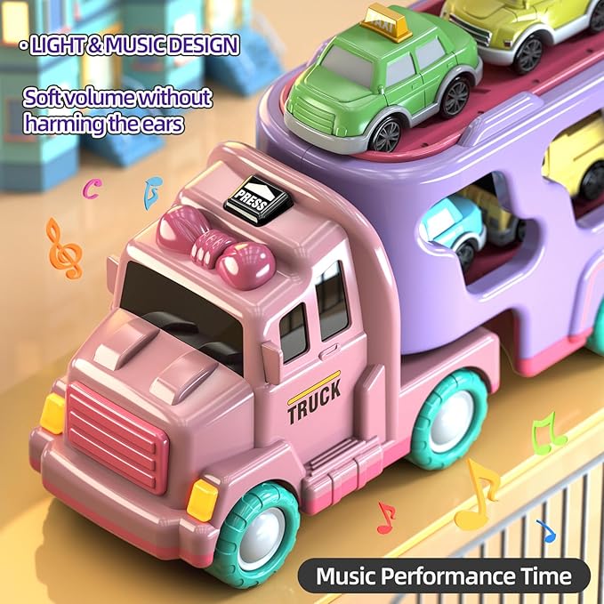 7 in 1 Car Truck Toys for Toddlers, Truck Toys with Light Sound, Birthday Gifts for 3-5 Year Olds