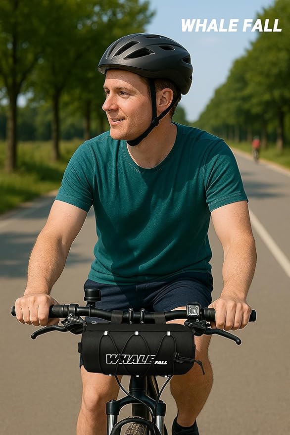 whale fall Bike Handlebar Bag – 2.4L Cycling Front Bag with Elastic Cord & Shoulder Strap, Lightweight Commuter Accessories for Road & Mountain Bikes, Reflective & Water-Resistant Fabric