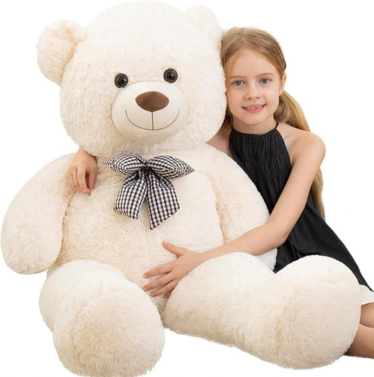 MorisMos Bow Tie Giant Teddy Bear 4 Feet, 47inch Stuffed Animal Big Teddy Bear Plush, Classic Girlfriend Boyfriend Gift, White