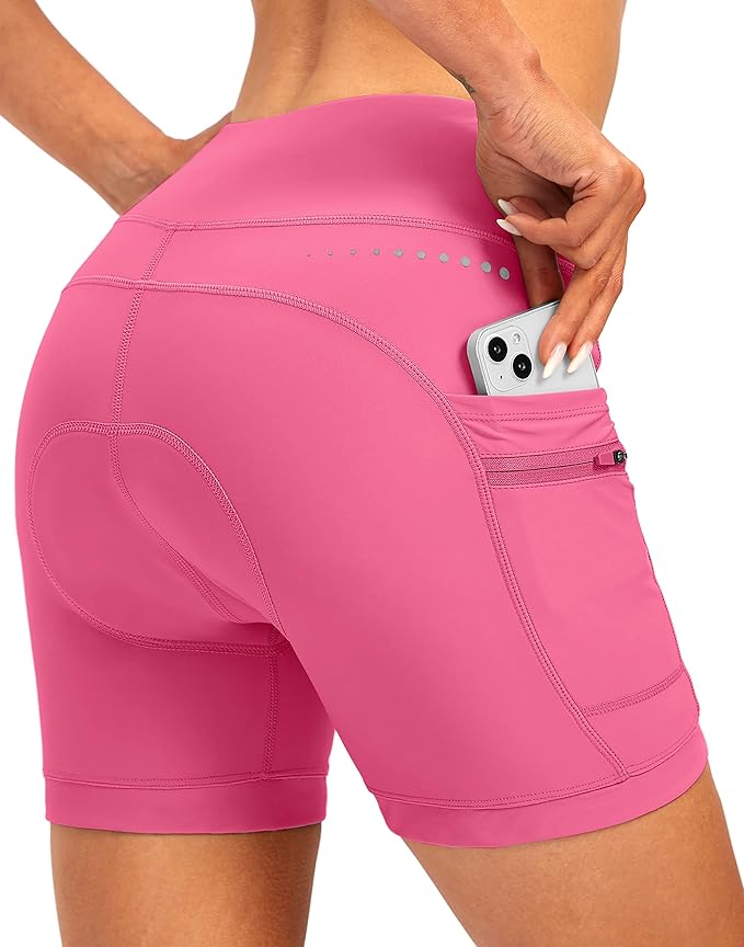 Women's 4D Padded Bike Shorts 5"/7" Riding Underwear Cycling Bicycle Road Biking Cycle Shorts for Women Zipper Pockets