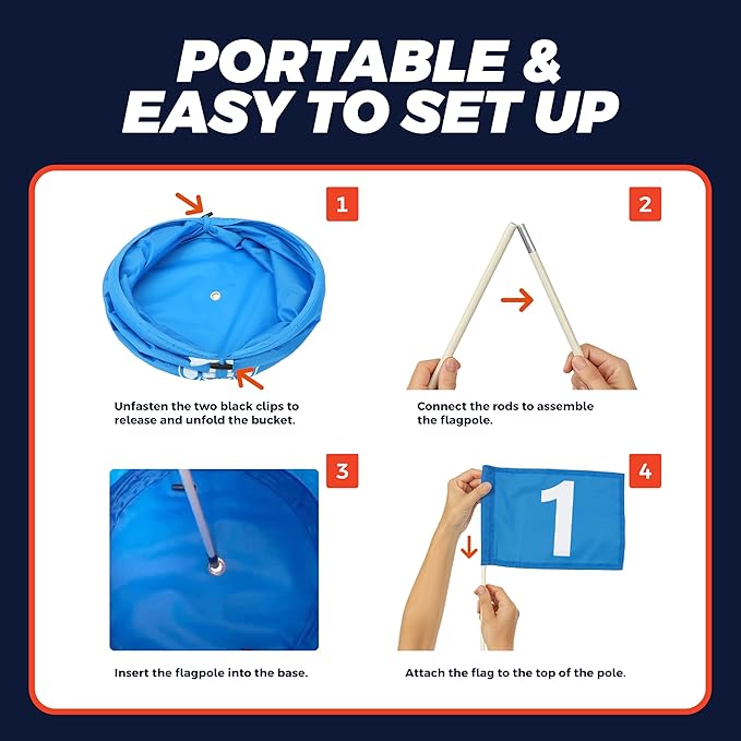 TOY Life Golf Bucket Game Set, 3 Holes Backyard Golf Game for Adults Family Kids, Portable Golf Course with Balls and Flag, Outdoor Indoor Backyard Golf Game Gifts for Beach, Yard, Camping and Lawn