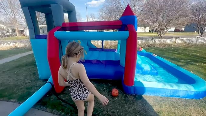 ROOJER Inflatable Dual Water Slide Bounce House for Kids Backyard 10-in-1 Blow Up Water Park with Blower, Splash Pool, Climbing Wall & Multi-Sport Games | Summer Indoor Outdoor Play & Party Gifts