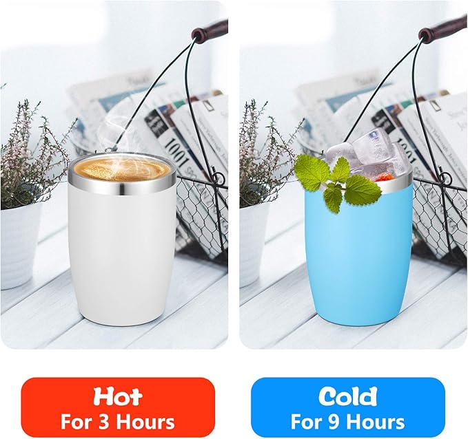 VEGOND Stainless Steel 12 oz Tumblers bulk Vacuum Insulated Double Wall Travel Tumbler with Lid and Straw Reusable Tumbler, Sky Blue 1 Pack