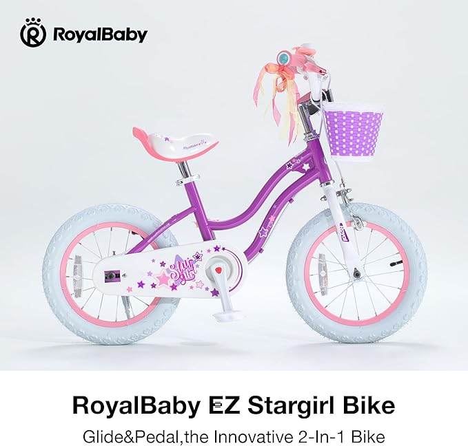 RoyalBaby Girls Bike Classic & EZ Kids Bike, Balance and Pedal Bicycle, 12 14 16 18 20 Inch Toddlers to Big Kids 3-10 Years