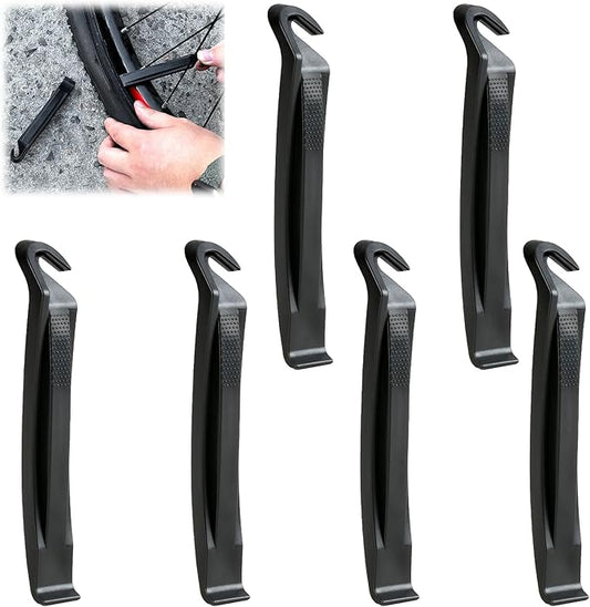 6 Pcs Bicycle Tire Levers Repair, Portable Durable Bike Changing Tire Spoon, Premium ABS Removal Tubular with Ergonomical Molded Texture Handle Bump, Biking Lover for Road Mountain (Black)