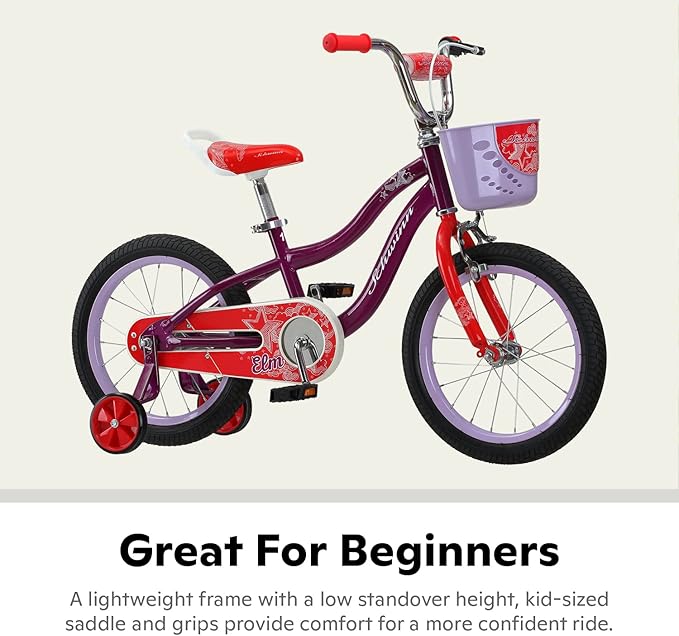 Schwinn Elm and Koen Bike or Balance Bike, 12-20 Inch Bike for Kids Ages 2-13, Black, Blue, Red, Teal, Pink or Purple, SmartStart Ergonomic Design, Adjustable Seat Grows with Child, Training Bicycle