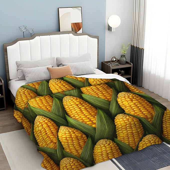 Corn Lover Blanket for Women Girls, Corn Flannel Throw Blanket, Cozy Fleece Soft Stuff Blankets Gift for Kids Couch Sofa Bed 50" x 40"