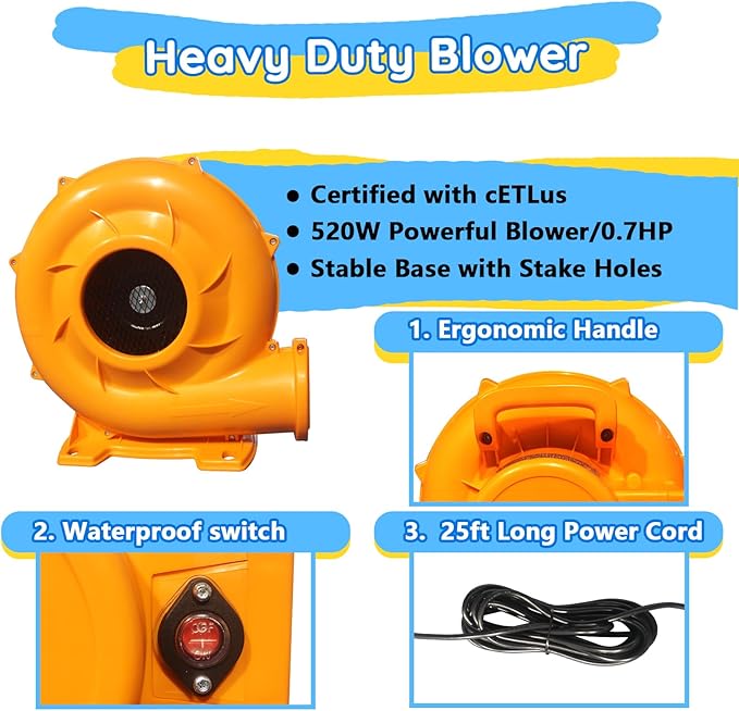 Big Inflatable Bounce House for Party Fun,15ft x 14.8ft,Double Basketball Hoop,Throw Ball Game,Reinforced PVC Bounce Floor,Jumping Bouncy Castle Holds 6 Kids