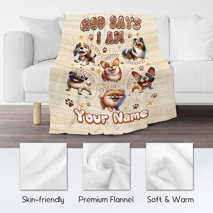 Personalized Custom Dog Blanket for Kids & Toddlers, Dog Mom Gifts, Inspirational Fleece Blanket, 60"x80"