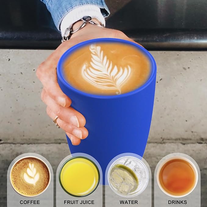 unbreakable wheat straw cups 20oz set of 6 with textured pattern anti slipping,big plastic drinkings cups microwave safe and dishwahser safe.White-Green-Blue