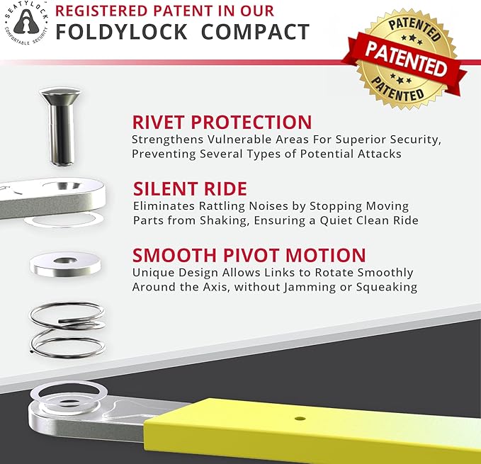Seatylock FoldyLock Compact Folding Bike Lock - Award Winning Patented Lightweight High Security Bicycle Lock - Heavy Duty Anti Theft Smart Secure Guard with Keys & Case for Bikes or Scooters