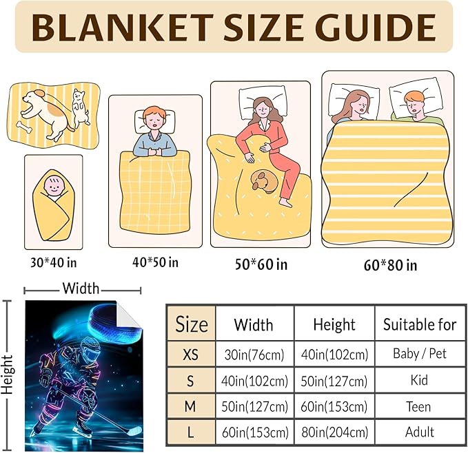 Hockey Puck Blanket, 40 x 30 Inches Kids Blanket for Boys 3-5, Birthday Gifts for Ice Hockey Lovers, Flannel Throw Blanket Gift for Boys Girls, Pets, Soft Throws for Bed, Couch Sofa, Chair