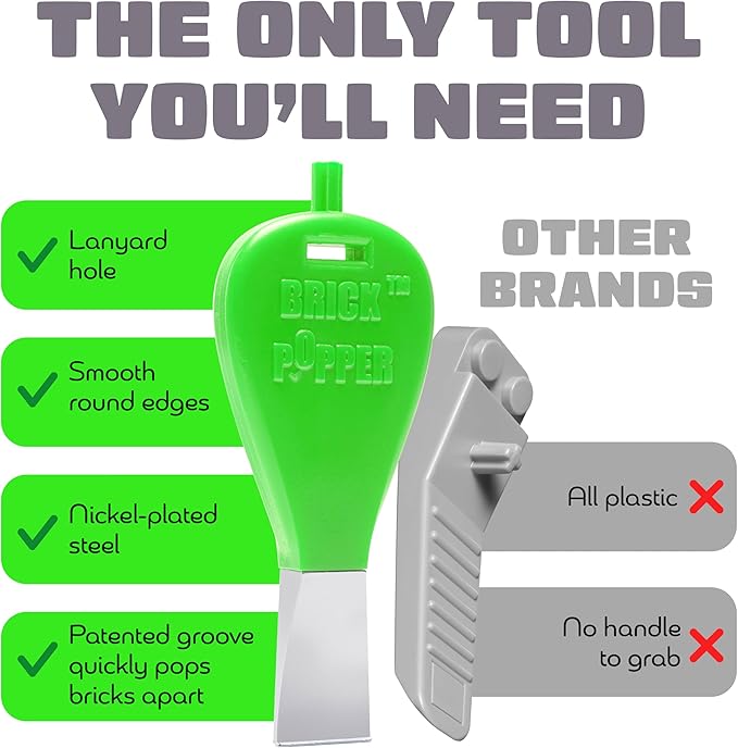 Brick Popper - World's Fastest Separator Tool - Efficient Remover for Kids and Adults - Perfect for Ages 6 and Up - Essential Brick Tool (Lime Green)