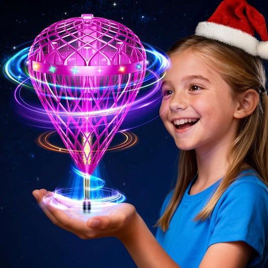 2025 Galaxy Light-Up Hover Orb Ball | Motion-Control Flying Spinner Toy for Screen-Free Indoor Outdoor Play |Family Activity Backyard Fun|Christmas Stocking Stuffer for Kids Ages 5-7 & 8-13,New Purple