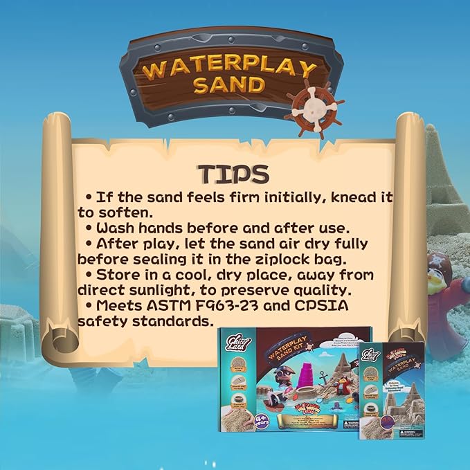 Waterplay & Sensory Play Sand - 2.2lb Moldable, Non-Toxic Sand for Kids Ages 4+, for Indoor/Outdoor Sandbox, Water Table & Sensory Play, Mess-Free, Easy Clean, Resealable Bag