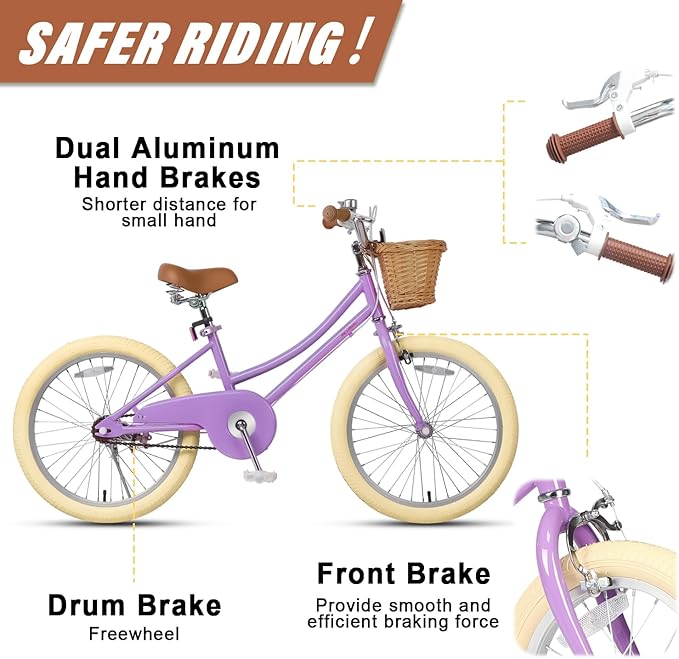 Petimini Girls Bike with Basket for 2-12 Years Old Kids, 12 14 16 18 20 Inch Bicycle with Bell Training Wheels Basket, Multiple Colors