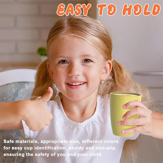 Homienly Wheat Straw Drinking Set of 4, Alternatives to Plastic, Reusable for Kitchen, Kids, Unbreakable Glasses 12 OZ, Dishwasher and Microwave Safe - Mondrian Colors