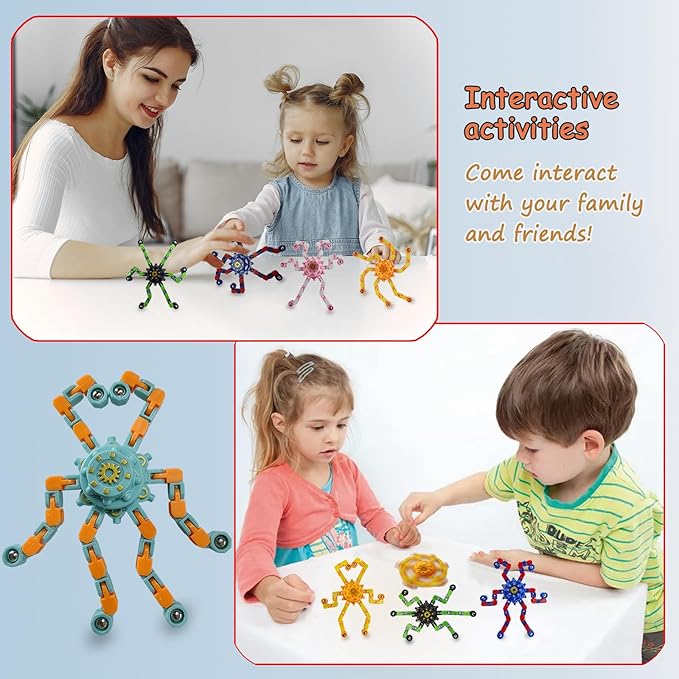 20 Pcs Fidget Spinner Toys Party Favors Easter Basket Goodie Bag Stuffers Funny Gifts for Kids Adults,Transformable Robot Fingertip Stress Relief Gyro Sensory Toys,Treasure Box Toy Prizes Supplies