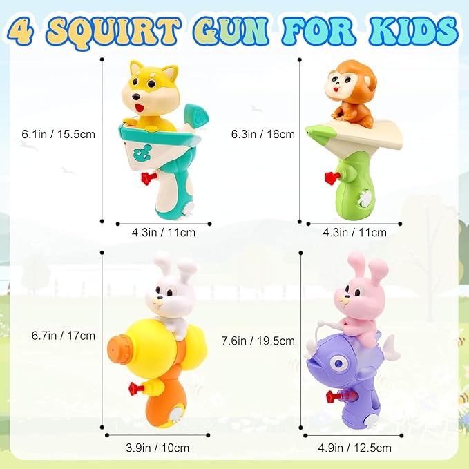 Dolanus Water Gun Toys for Kids Ages 3-8: Mini Animal Water Guns, Squirt Guns, Party Favors, Outdoor Toys