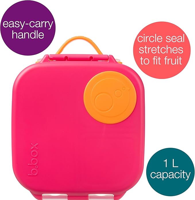 b.box Mini Lunch Box, Bento Box for Kids, Snack Container with 2 Leak Proof Compartments, Reusable Snack Containers with Lids, Kids Lunch Boxes Ages 3+, BPA Free, 4 1/4 Cup Capacity (Strawberry Shake)