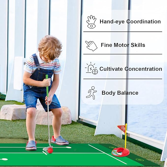 Liberry Kids Golf Clubs for 2 3 4 5 Years Old, Retractable Toddler Golf Set with Putting Mat & Storage Bag, Indoor and Outdoor Sports Golf Toys for Boys Girls