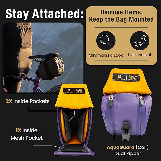 Lumiere & Co. Bike Seat Bag, Bike Saddle Bag, Saddle Bag Bicycle, Bicycle Saddle Bag, Bike Bag Under Seat, Saddle Bag, Bike Saddle Bags, Small Bike Bag - Maximus