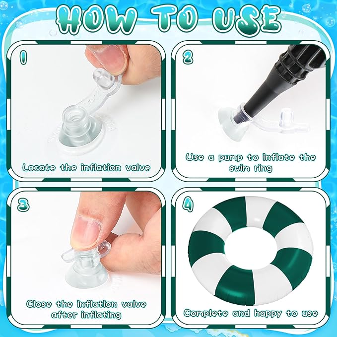 Jumbo Pool Floats 47.24 Inch Large Swimming Ring Dark Green Striped Rings Inflatable Tube for Adult Swimming Pool Summer Beach Bachelorette Wedding Party Decor Supplies