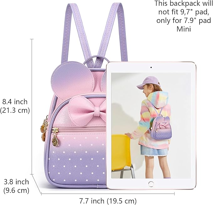 KL928 Girls Mini Backpack Bowknot Polka Dot Cute Small Daypacks Convertible Shoulder Bag Purse for Women