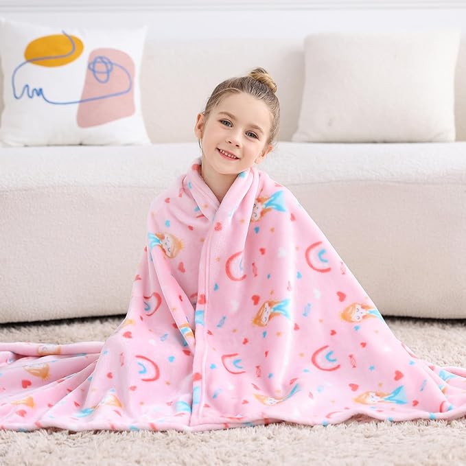 Softan Princess Blanket for Girls, Kids Throw Blanket for Boys and Girls Soft Cozy Flannel, Cute Princess Blanket for Sofa Couch Bed, Christmas Birthday Gift for Kids, 50x60 Inches