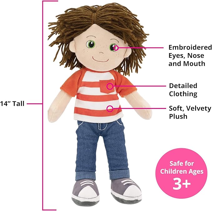 Playtime by Eimmie 14" Soft Baby Doll for Boys (Ollie) - Plush Rag Doll for Toddlers & Infants, Washable Stuffed Toy with Sensory Fabric Body - Great for Baby Showers, Birthdays & Special Occasions