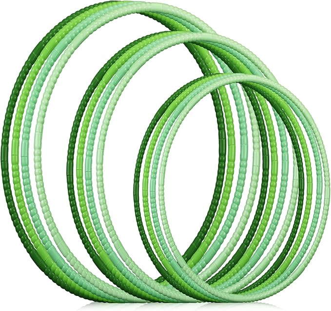 Syhood 12 Pcs Toy Color Hoop Plastic Detachable Adjustable Hoop Light Weight Exercise Fitness Equipment Toy Waist Ring for Adult Party, 3 Sizes (Gradient Green)