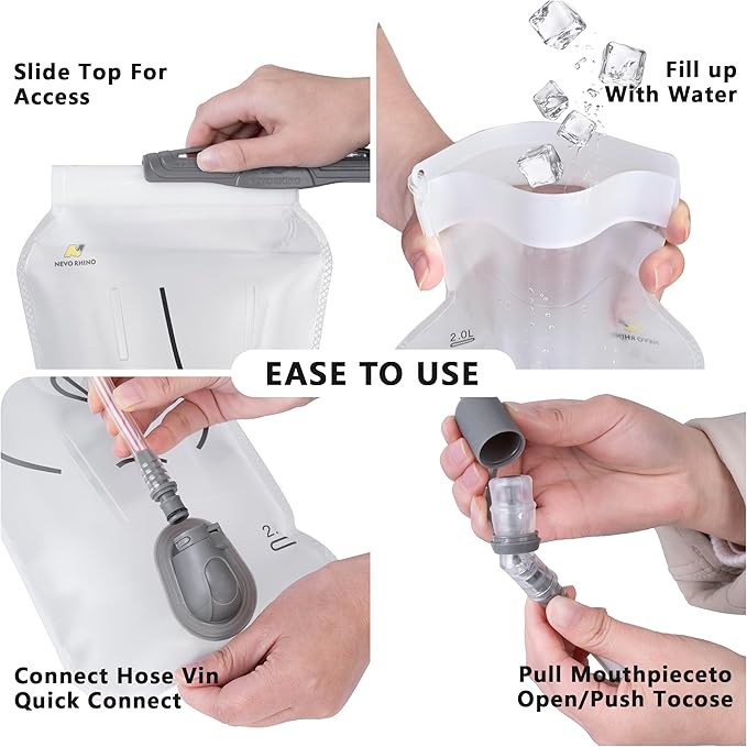 Water Bladder 1.5L-2 Liter, BPA -Free Hydration Bladder for Hiking Backpack, Leak - Proof Water Reservoir Storage Bag for Hiking, Running, Camping & Outdoor Adventures