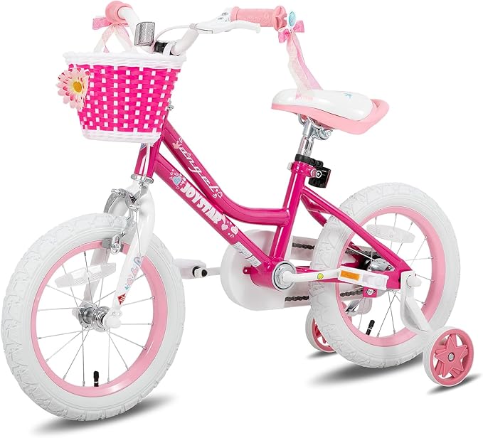 JOYSTAR Angel Girls Bike for Toddlers and Kids Ages 2-13 Years Old, 12 14 16 18 20 Inch Kids Bike with Training Wheels & Basket, 20 24 Inch Girls Bicycle with Handbrake & Kickstand