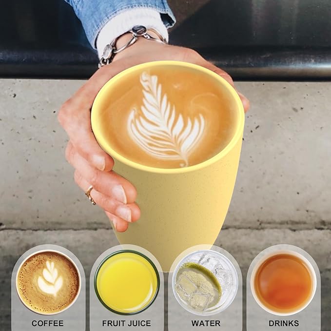 unbreakable wheat straw cups 20oz set of 6 with textured pattern anti slipping,large plastic drinkings cups microwave safe and dishwahser safe.6-Mixed-Colors