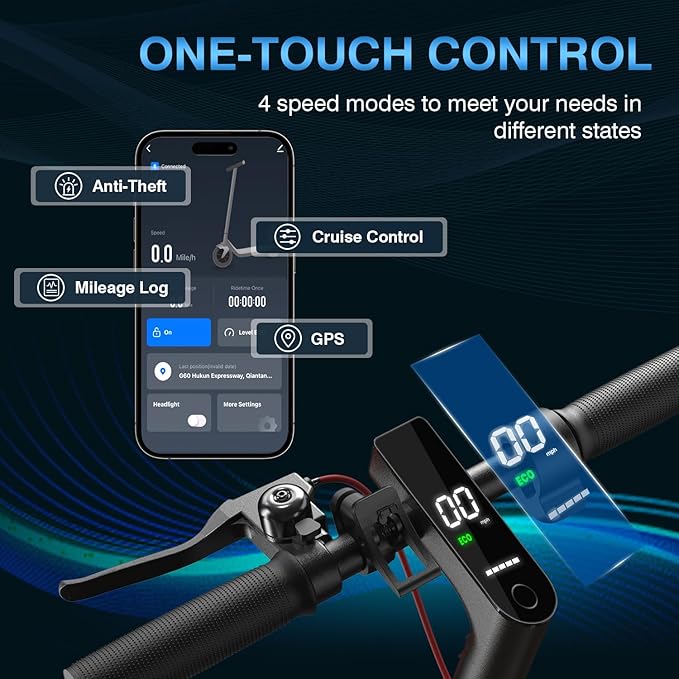 Electric Scooter for Adults | Aluminum Frame 19MPH & 25° Hill Climb | 15 Miles with Cruise Control | Dual Braking System & 8.5" Tires | 300LB Bearing Foldable Commuter Scooter for Teen Adult