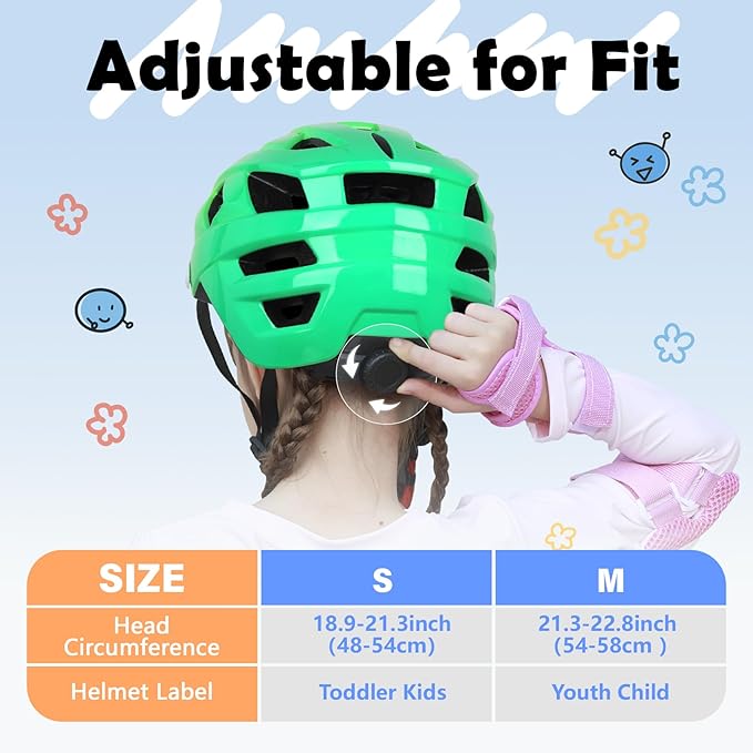 Kids Bike Helmet, 2 Size Adjustable for Youth Toddler Boys & Girls 3-5-8-10-12-14 Years, Child Helmets with Visor for Skating Cycling Scooter