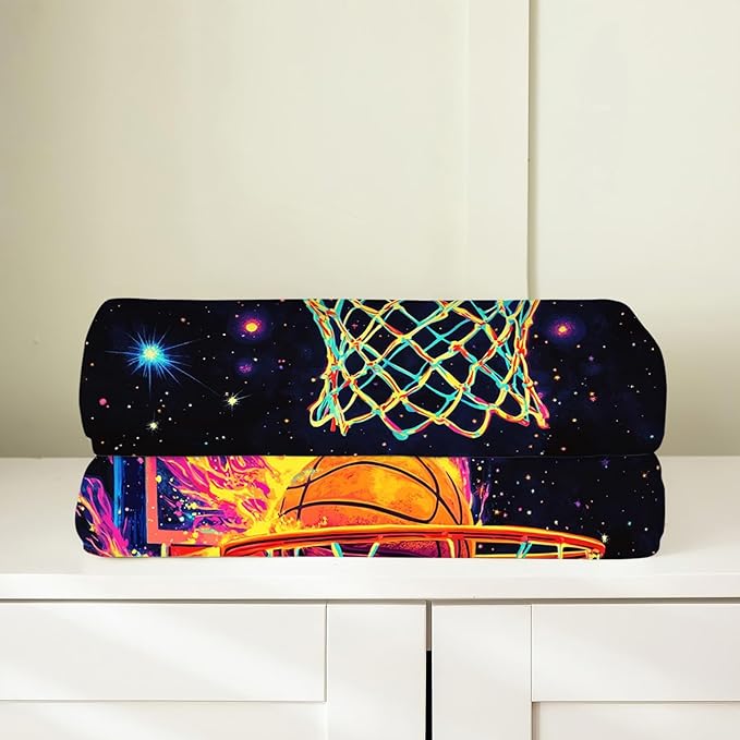 Basketball Blanket, Basketball Blanket, Sports Ball Gifts Blankets Stuff Fleece Flannel Plush for Boys Men Women Girls Lovers Adults Soft Bedding Gift for Sofa Bed Office Home Decor 80"x60"