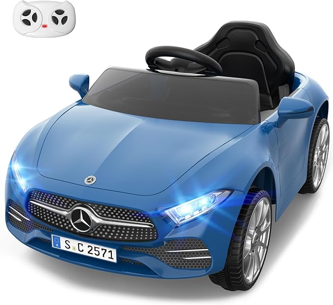 12V Licensed Electric Car with Remote Control, Kids Ride On Car with Bluetooth USB Music Player, 3.1MPH Max Speed, Battery Powered Roadster Birthday Day Gift for Boys and Girls-Blue