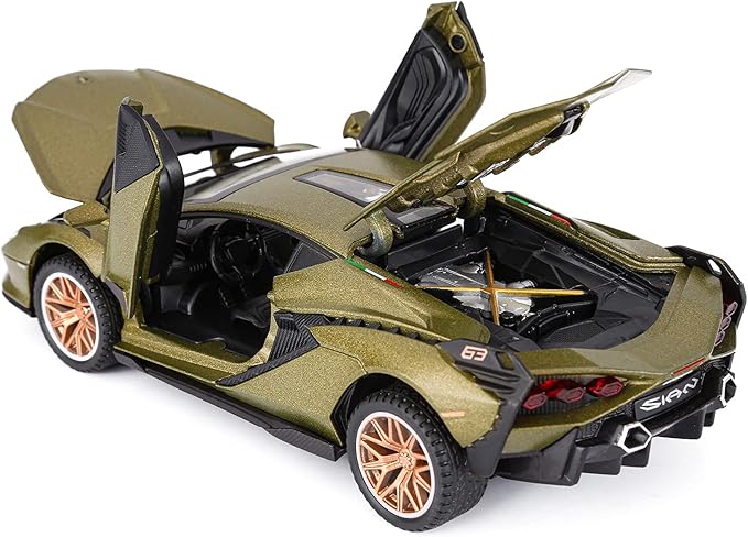 SASBSC Lamb Toy Cars for Kids Sian Diecast Metal Model Car with Light and Sound Fkp3 Pull Back Toy Car for Boys Age 3 + Year Old (Army Green)