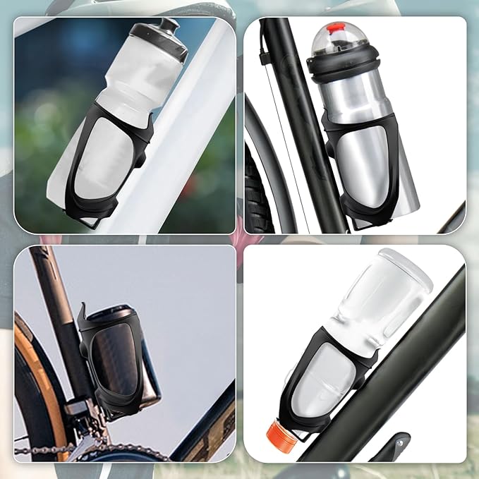 CITOOTY Bike Water Bottle Holder - 2 Pcs Ultralight Bicycle Cup Holder Cage with Screws Tool, Universal Resin Cycling Bottle Rack Brackets for Road MTB Mountain Bike, Fits for 2.75-3.94" Diameter Cup