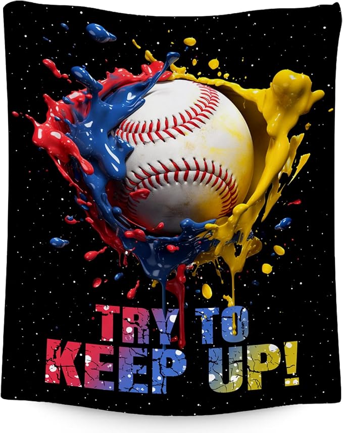 Baseball Blanket, Baseball Gifts for Kids Boys Men, Sport Throw Blankets for Adults Team Player, Soft Flannel Throws Gift Home Decor (Colorful, 40x50 Inch)