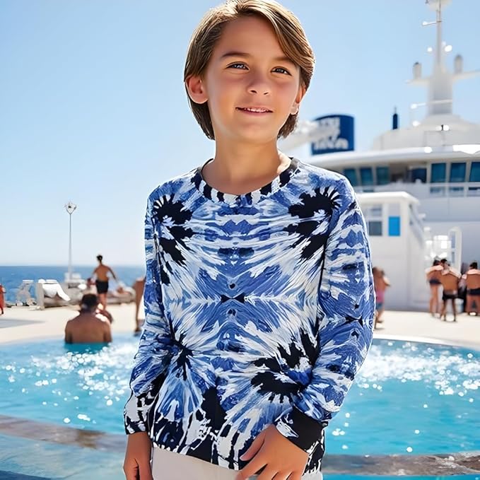 INGEAR Boys' Rash Guard UPF 50+ Swim Shirt - Lightweight, Quick-Dry, Durable Sun Protection for Swimming, Sizes XS-XL
