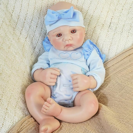 16.14 in Full Silicone Reborn Baby Dolls, 1:1 Lifelike Newborn Dolls Non Vinyl Realistic Reborn Toddler Dolls Boy Washable Sleeping Doll
