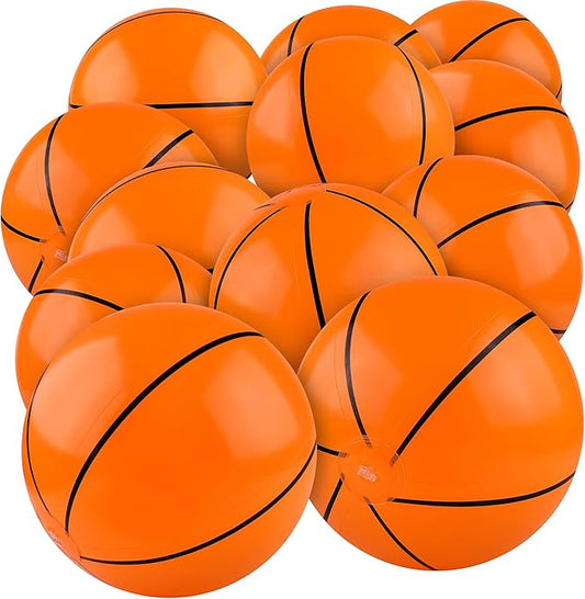 durony 12 Pieces Basketball Beach Ball 11 Inch Inflatable Basketball Bouncing Sports Ball Bouncy Toy Favors for Basketball Birthday Party Summer Beach Pool Games Decorations