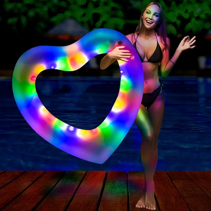ZHUYNXIR Heart Swimming Pool Float Loungers Tube, Water Fun Beach Party Toys for Kids，Birthday Scene Layout Props.