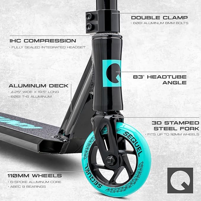 Sequel Ignite Stunt Scooter, Pro Complete Trick Scooter for Kids 8+, Beginner Skatepark BMX Scooter