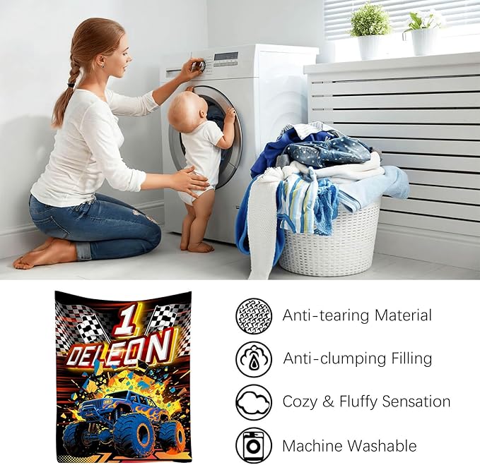 Custom Truck Blanket with Name Personalized Cars Throw Blanket for Boys Cars Lovers Gifts for Couch Sofa Bed Decor (Boy-01)