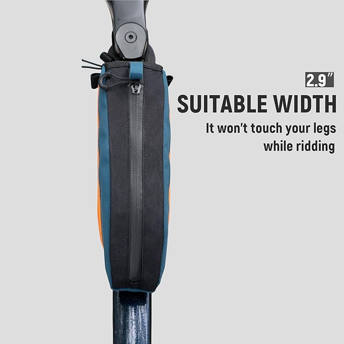 Removable Bike Frame Bag, Top Tube Bike Bag, Compatible With IPhone 16/15/14Pro and Phones Up To 6.9'', Waterproof, 1L, Blue, Geometric Pattern, 8.66 x 4.3 x 3.9 inches