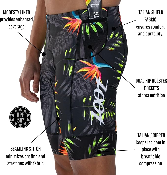 Zoot Men’s LTD 9-Inch Triathlon Shorts, Endurance Cycle Padded Shorts, for Swim, Bike, Run with Quick Drying UPF 50 + Fabric